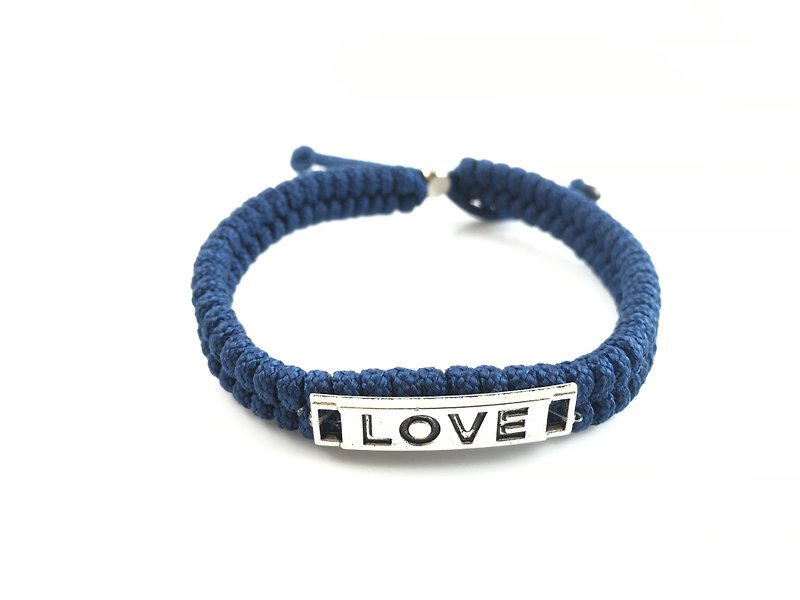 Valentine's flagship product - LOVE [Love] dark blue hand rope section - Bracelets - Cotton & Hemp Blue