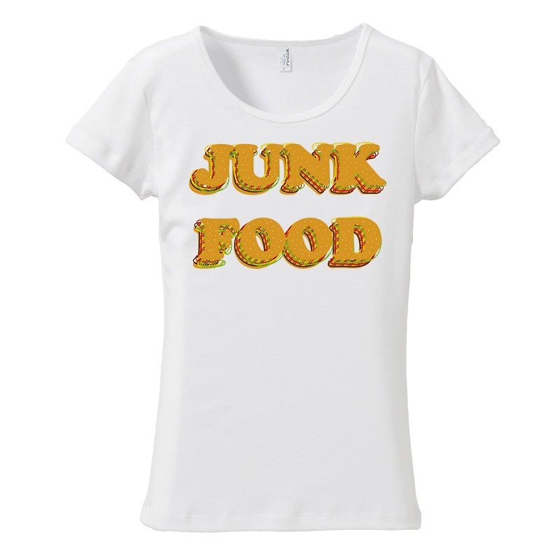 [Women's T-shirt] JUNK FOOD 2 - เสื้อยืดผู้หญิง - ผ้าฝ้าย/ผ้าลินิน ขาว