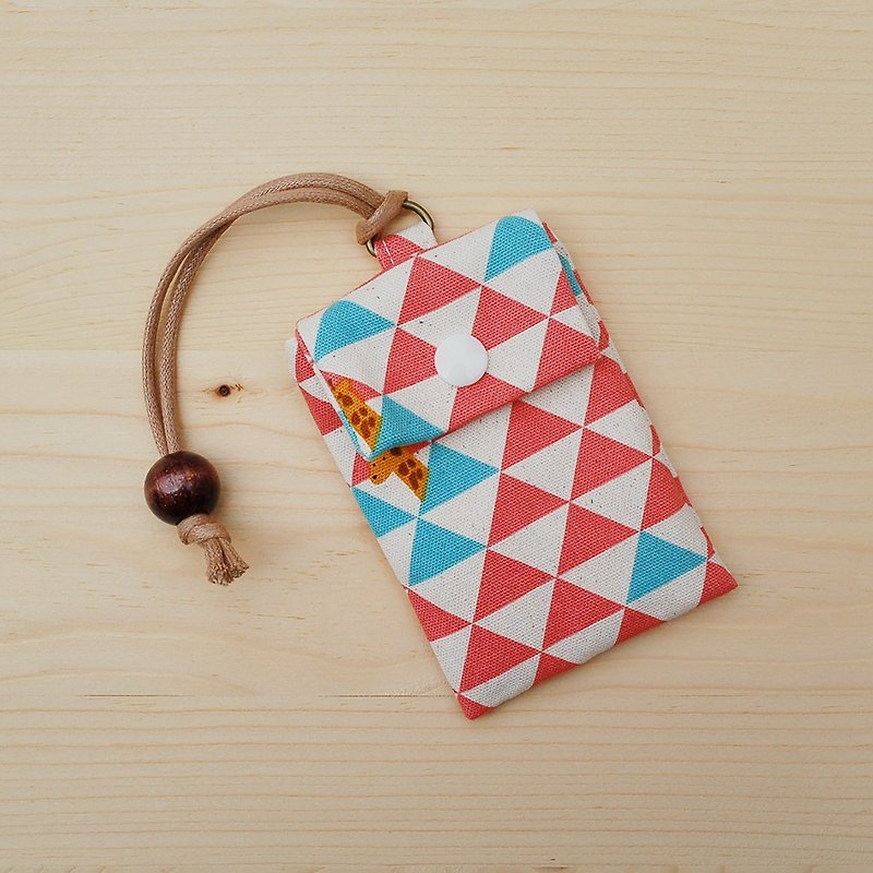 Triangle giraffe _ pink card bag / leisure card bag / order - ที่ใส่บัตรคล้องคอ - ผ้าฝ้าย/ผ้าลินิน สึชมพู