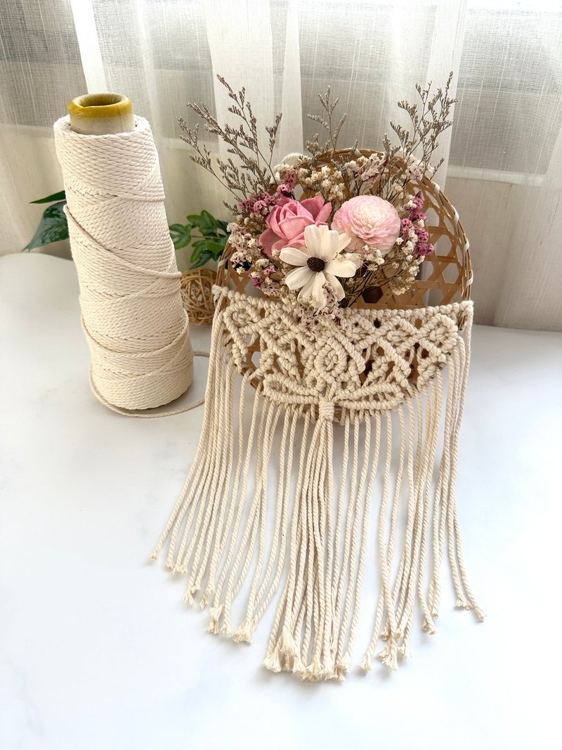 Woven Bamboo Basket-Dried Flower Preserved Flower Storage - Other - Cotton & Hemp White