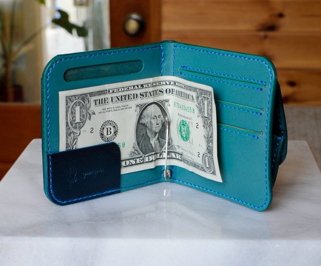 マネークリップの折財布B　No.5　ブッテーロ オーダーメイド 本革 マネークリップ ブッテーロ 名入れ