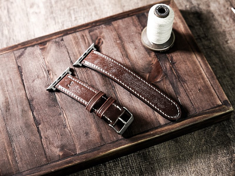 [Customized TWS Horse Rein Leather] Hand-stitched Classic Watch Strap・Apple Watch - Watchbands - Genuine Leather Multicolor