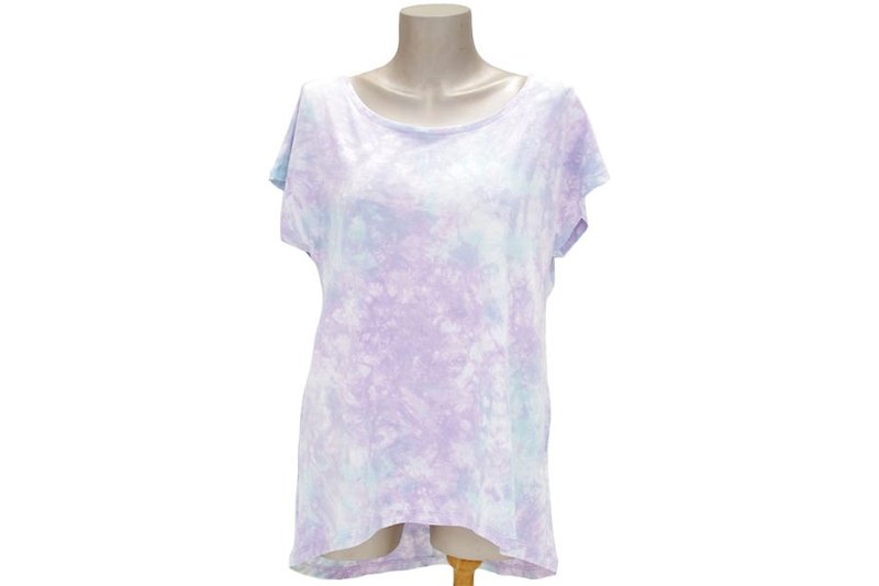 Uneven dyed crew neck Dolman T-shirt <Lavender Blue> - Women's Tops - Other Materials Purple