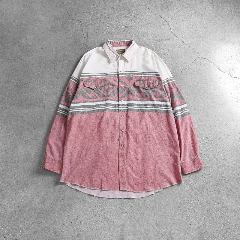 Vintage Shirt 圖騰襯衫 - Men's Shirts - Cotton & Hemp Pink