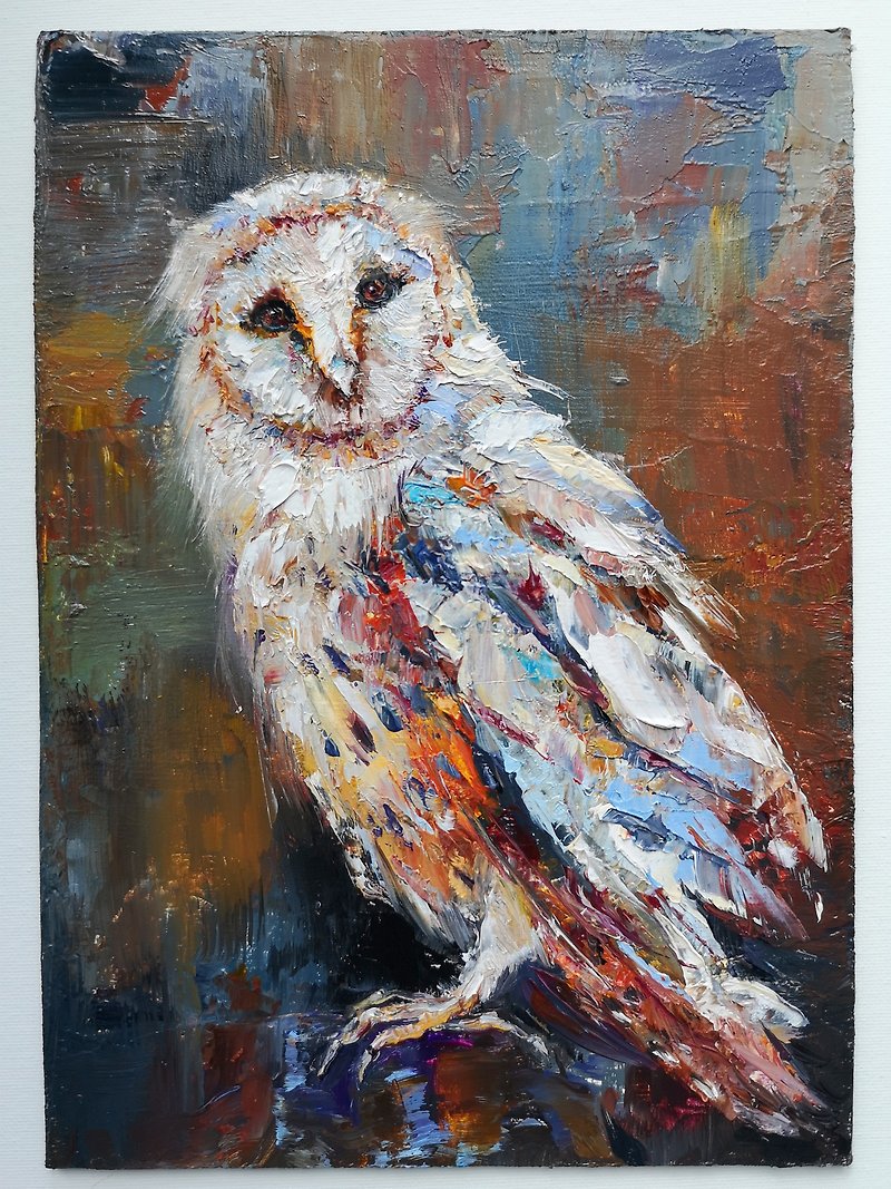 Owl Painting Original Art Filin Oil Painting Artwork on MDF panel Birds Wall Art - Posters - Other Materials 