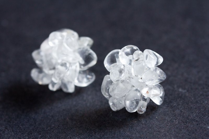 natural stone mosaic earrings crystal - Earrings & Clip-ons - Semi-Precious Stones Transparent