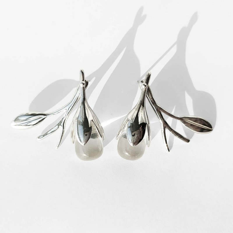 【雙11折扣】Silver Earrings , Quartz earrings, stud earrings ,dew drop - 耳環/耳夾/耳骨夾 - 純銀 