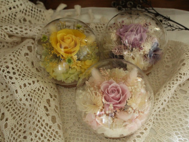 Everlasting rose//unfading flower/unique/small gift/glass ball - ช่อดอกไม้แห้ง - แก้ว 