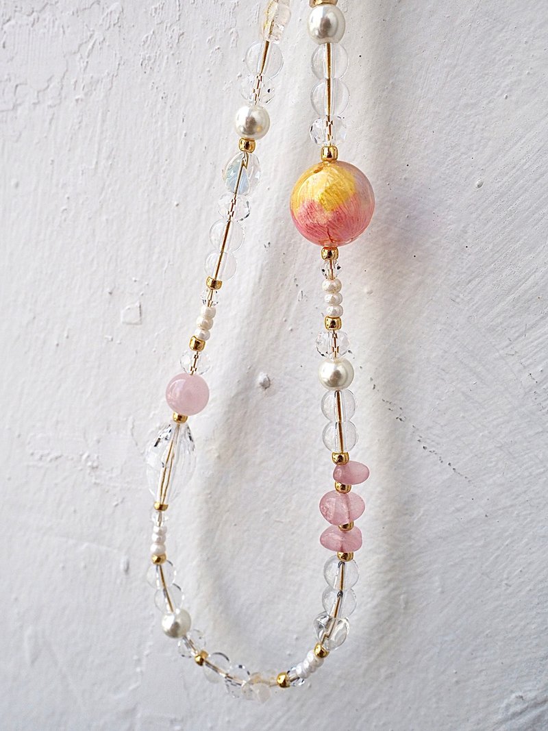 Rose Quartz Phone Wrist strap - Lanyards & Straps - Crystal Pink