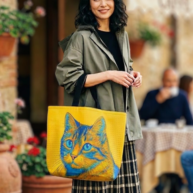 ポップアートキャット・トートバッグ - 手提包/手提袋 - 棉．麻 黃色