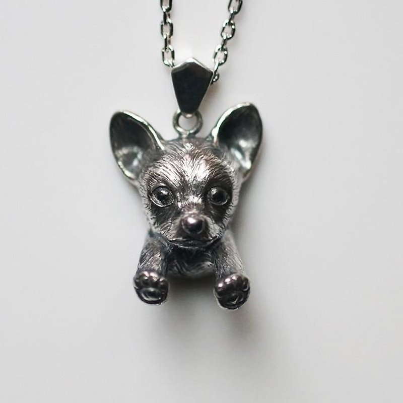 Chihuahua dog necklace - สร้อยคอ - เงินแท้ สีเงิน
