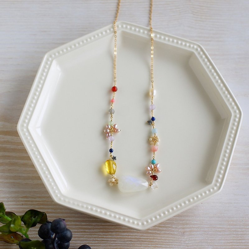 14kgf-Milky Way necklace - Necklaces - Semi-Precious Stones Yellow