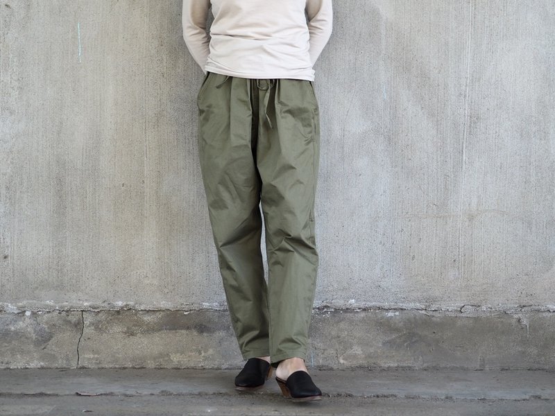 tapered pants/ Khaki - Women's Pants - Cotton & Hemp Khaki