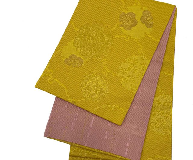 女性腰封和服腰帶小袋帯半幅帯日本製芥末黄26 - 設計館fuukakimono