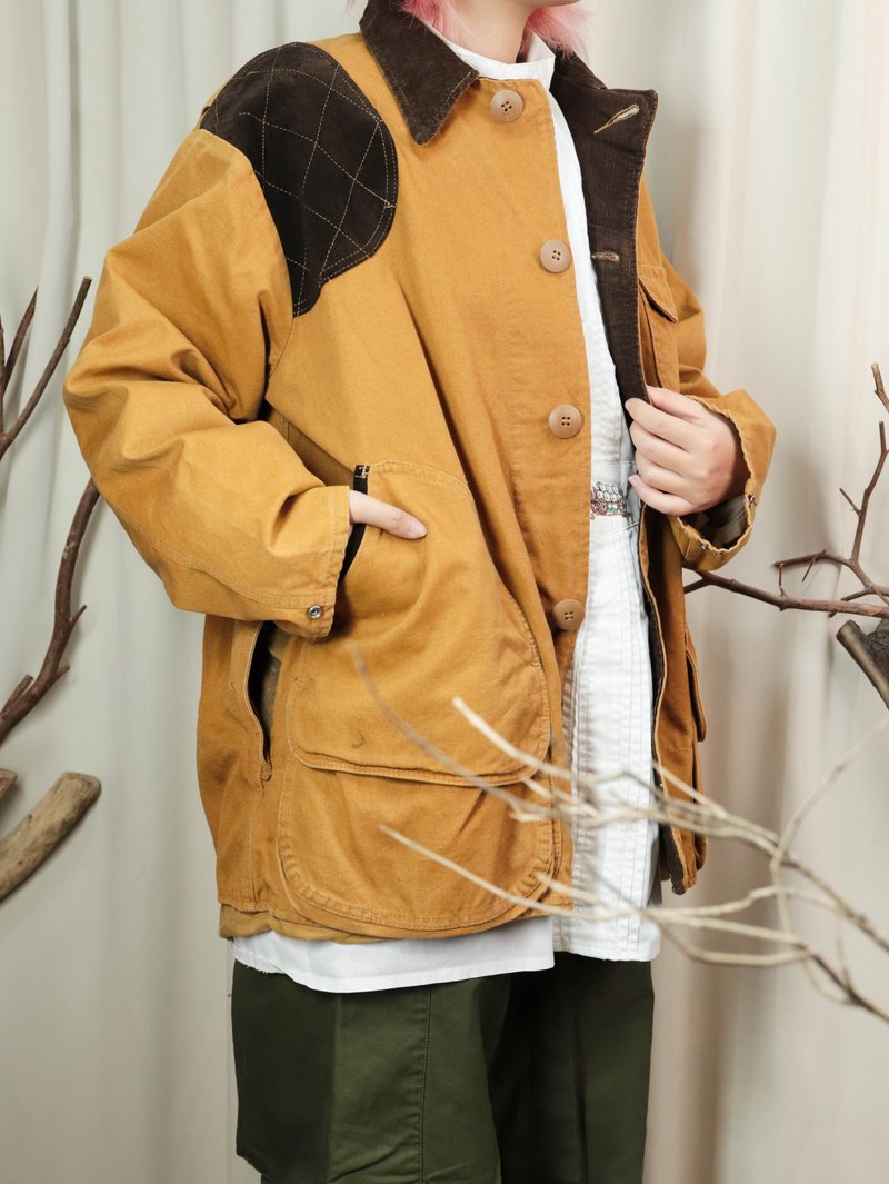 Tsubasa.Y│black sheep brand safari jacket 004 mustard yellow - เสื้อโค้ทผู้ชาย - ผ้าฝ้าย/ผ้าลินิน สีเหลือง