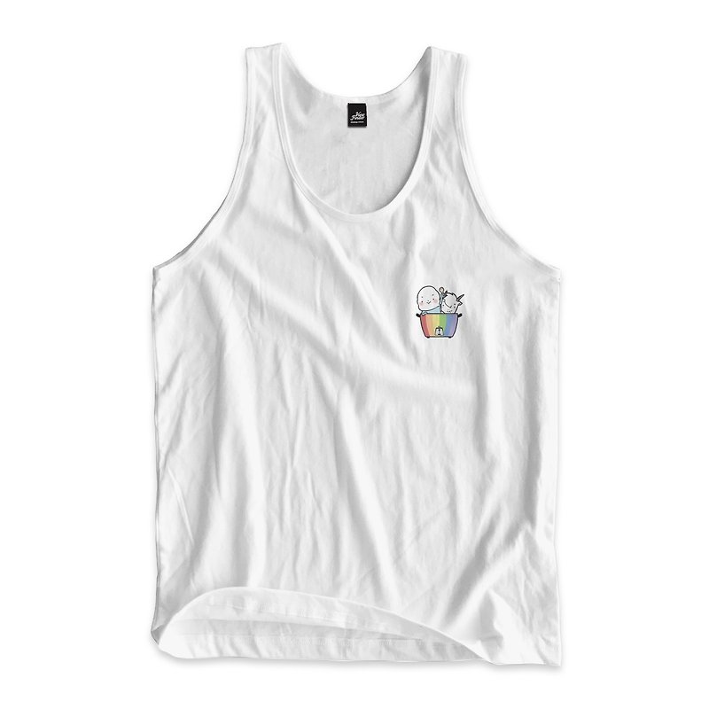 Rainbow Electric Cooker-Vest White - เสื้อกั๊กผู้ชาย - ผ้าฝ้าย/ผ้าลินิน ขาว