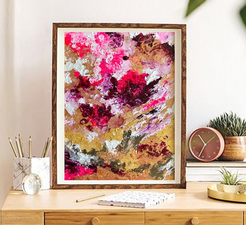 Abstract Painting, Original Interior Art, Gold Wall Art, Modern Painting - 海報/掛畫/掛布 - 棉．麻 