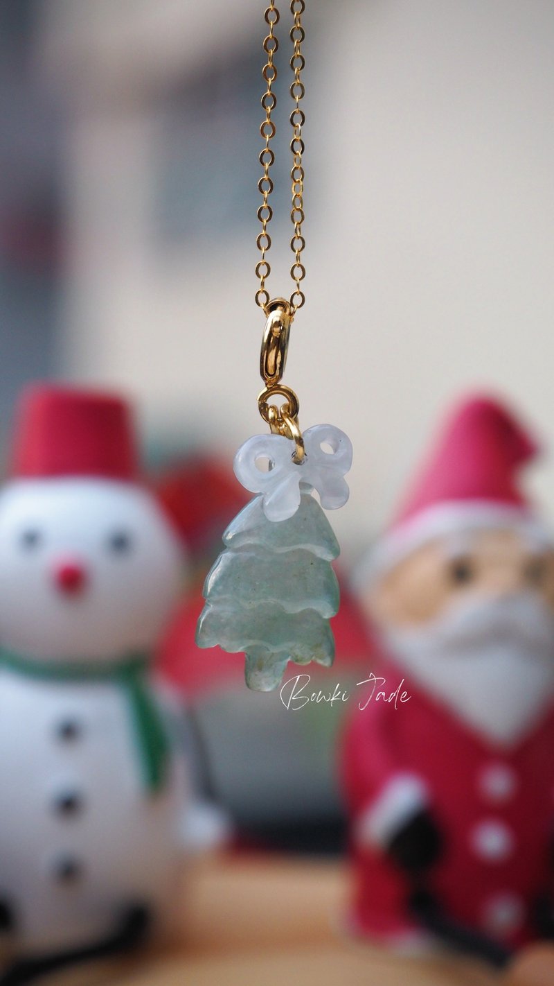 寶淇 -  暖星-蝴蝶結聖誕樹項鏈 - 天然A貨翡翠 - 項鍊 - 玉石 綠色