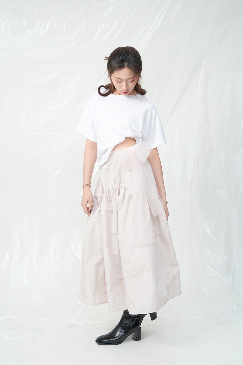 雲朵抽皺飄飄長裙 甜杏 - 裙子/長裙 - 聚酯纖維 金色