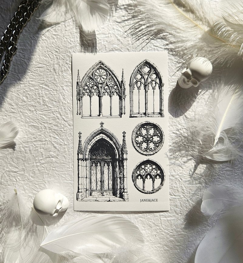 Gothic antique window paper sticker - Stickers - Paper Black