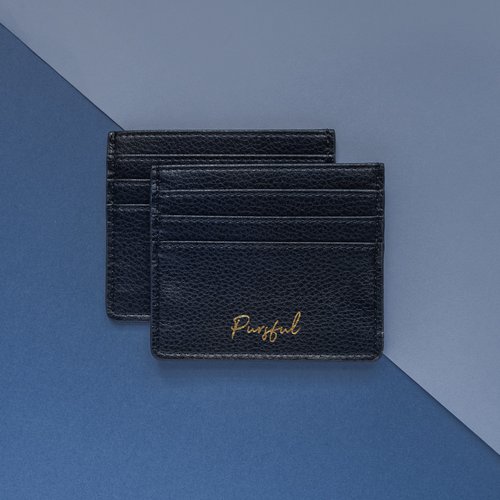 Pursful 大容量 客製化 燙金 卡夾 - 深藍