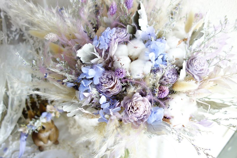 Wedding Floral Decoration ~ Dreamy Pink Purple Rose Bouquet - Dried Flowers & Bouquets - Plants & Flowers Purple