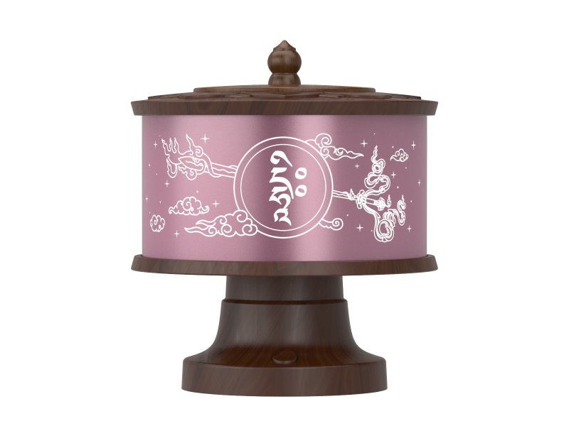 Wisdom Manjushri Mantra-Prayer Wheel - ของวางตกแต่ง - ไม้ สีนำ้ตาล