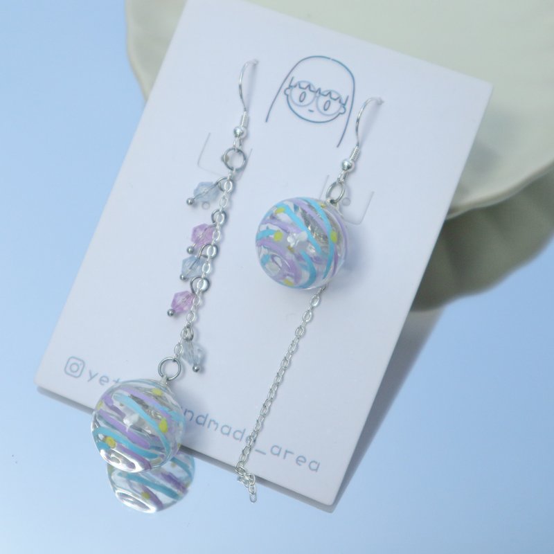 夏の水球 日系水風船 - 耳環/耳夾/耳骨夾 - 玻璃 多色