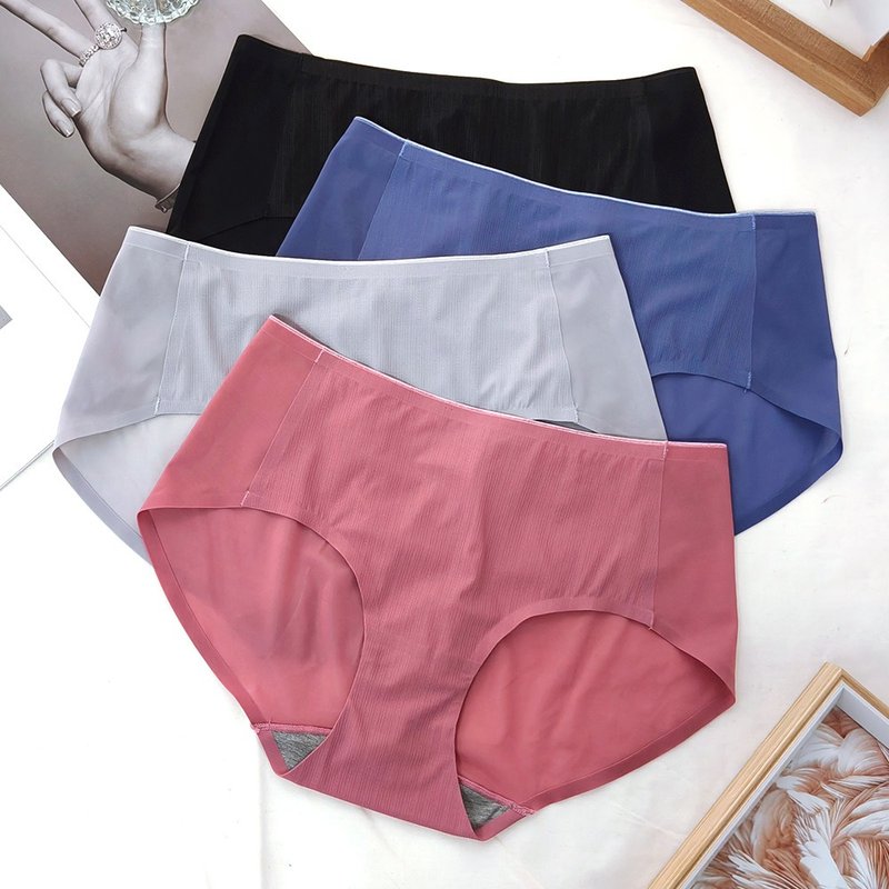 Pink Lady 5 colors-graphene antibacterial and moisture-conducting seamless hip-covering, moisture-absorbing and cooling mid-waist underwear - ชุดชั้นในผู้หญิง - ไนลอน หลากหลายสี