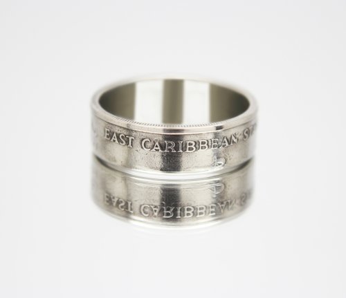 CoinsRingsUkraine Eastern Caribbean Coin 25 cents 1981-2000 coin rings for men coin rings gift