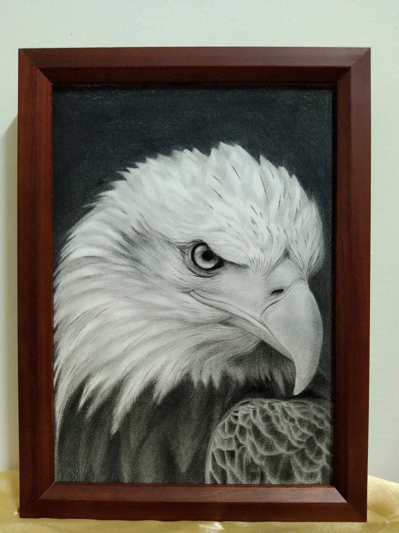 擺設 / 老鷹 / 炭精筆畫 / 原稿 / 含框 - 海報/掛畫/掛布 - 紙 