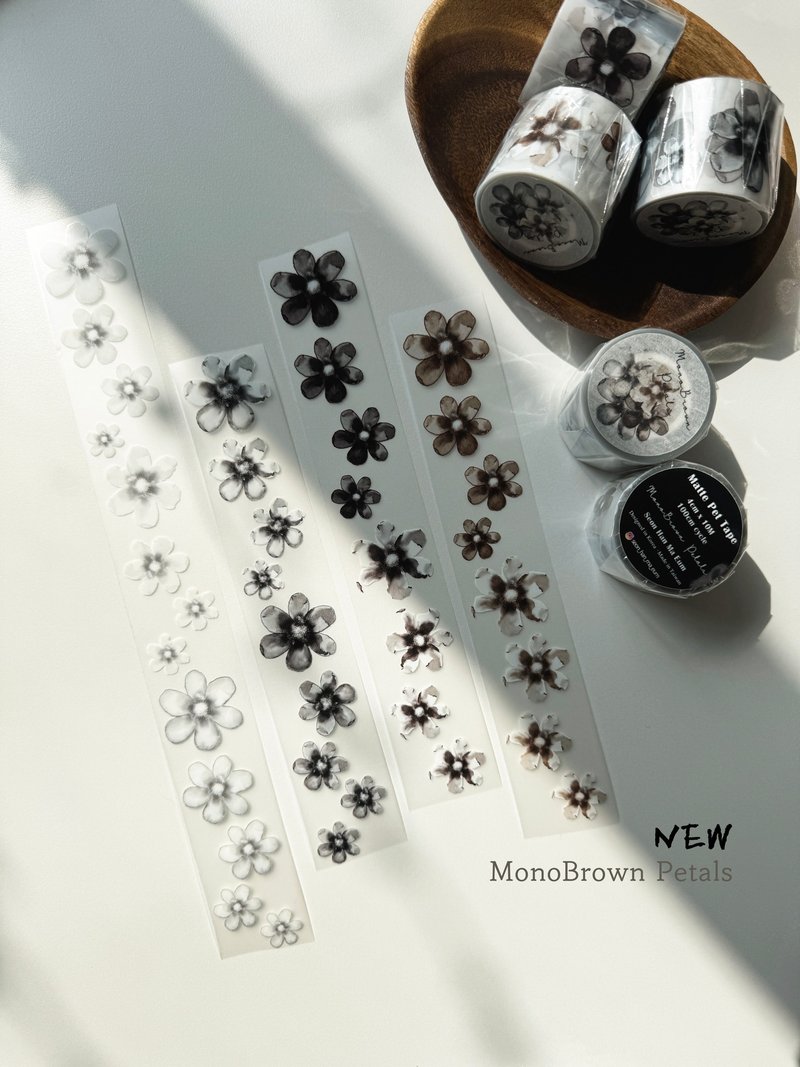 MonoBrown Petaks Matte Pet Tape 4cm x 10M + white ink with release paper - 貼紙 - 塑膠 黑色