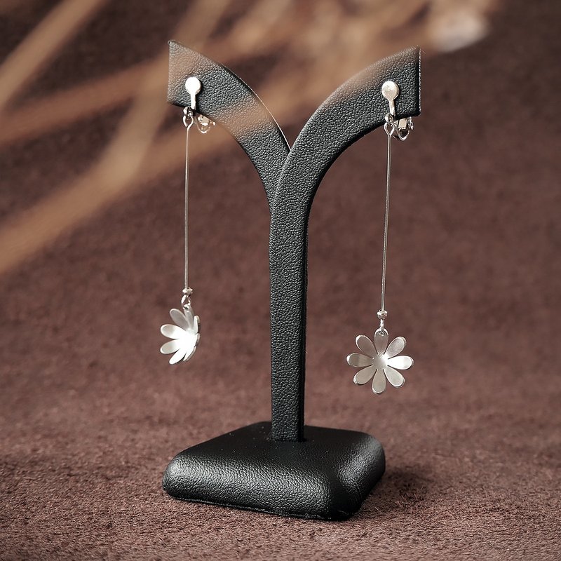 Long Hanabi stainless earrings - ต่างหู - สแตนเลส สีเงิน