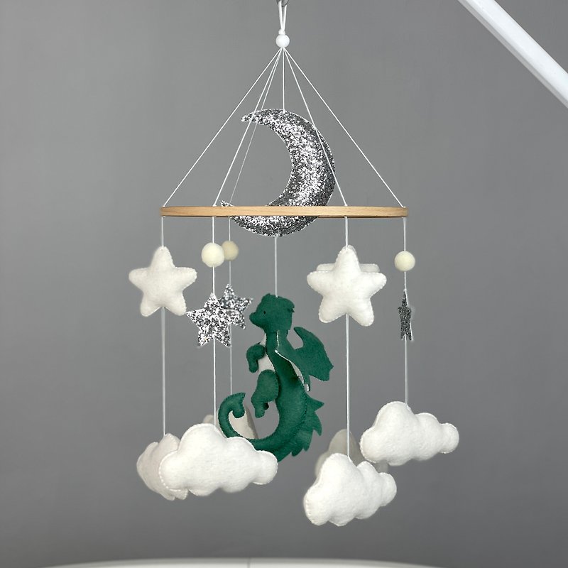 Dragon baby mobile for crib  Fantasy nursery decor Neutral baby shower gift - Kids' Toys - Other Materials Green