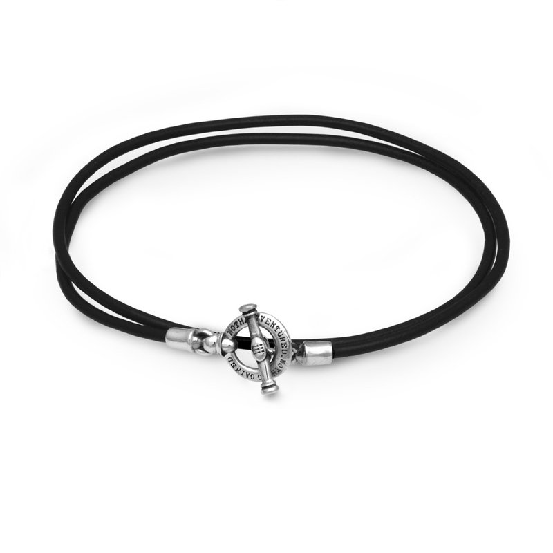 simple mens leather bracelet,sterling silver,free shipping,made in japan,RE24 - สร้อยข้อมือ - เงินแท้ สีเงิน