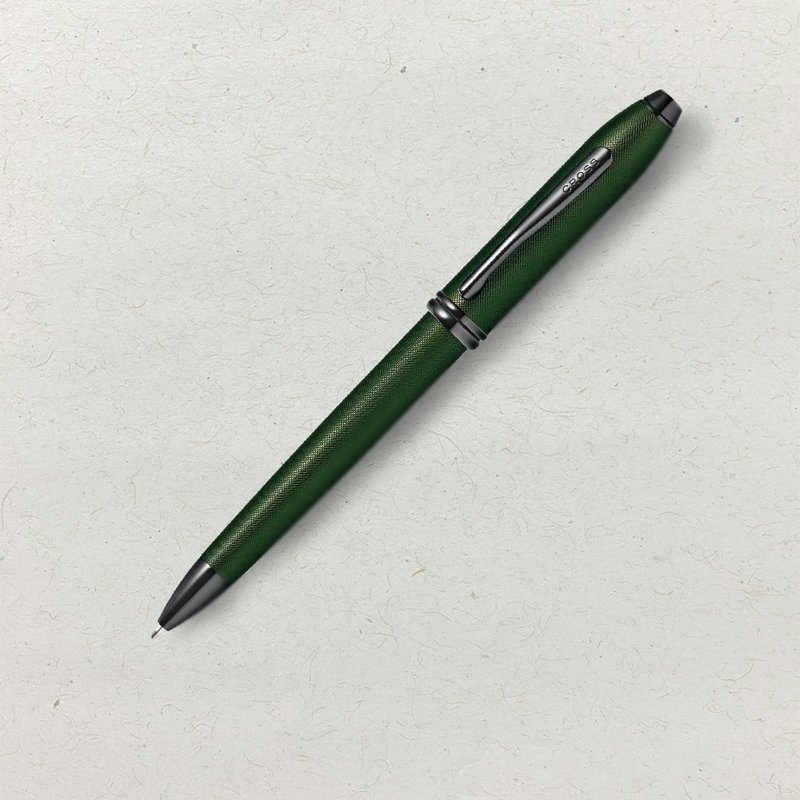 【CROSS】Taosheng Townsend polished PVD green knurled ball pen (original genuine product) - ปากกา - วัสดุอื่นๆ สีเขียว