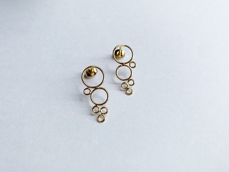 Small basket of empty bubble earrings-a pair (sterling silver plated with 18k gold) - ต่างหู - เงินแท้ สีทอง