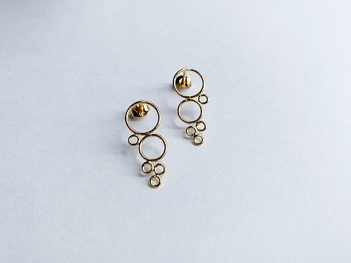 yuting jewellery 小簍空泡泡耳環-一對(純銀 鍍18k金)