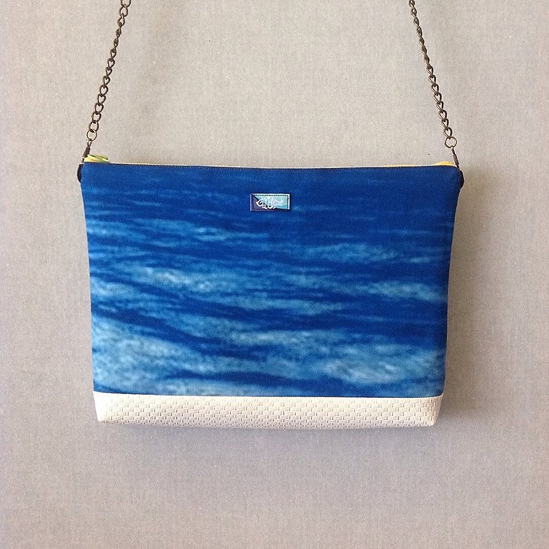 【有機棉系列】My Glück藍白海洋輕旅行包 - 側背包/斜孭袋 - 其他材質 藍色