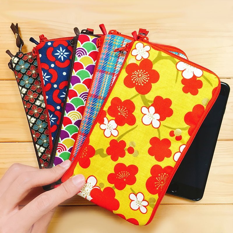 Multi-function mobile phone bag Plus (customer color) Japanese cloth order production* - Messenger Bags & Sling Bags - Cotton & Hemp Multicolor