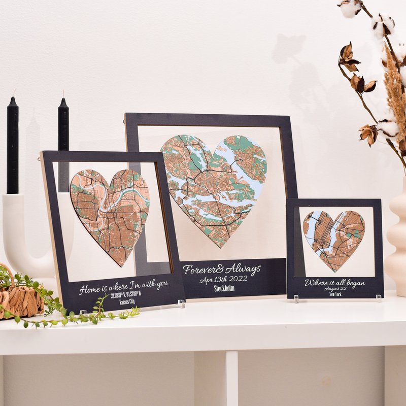 Custom City Map, Personalized Couple Gift, City Plan, New Home Owner Gift - 壁貼/牆壁裝飾 - 木頭 多色