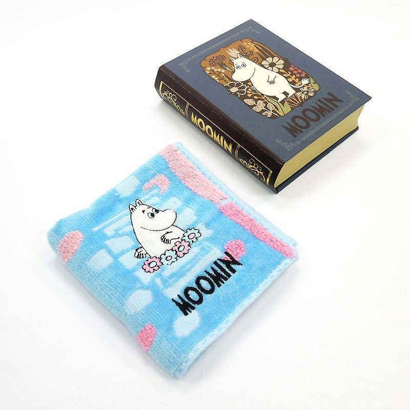 Japan Maruma Moomin Square Scarf Book Gift Box Blue - ผ้าขนหนู - ผ้าฝ้าย/ผ้าลินิน 