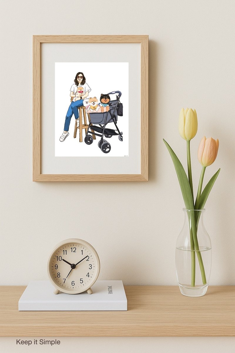 Custom Pet and Owner Illustration - 電子似顏繪/繪畫/插畫 - 其他材質 