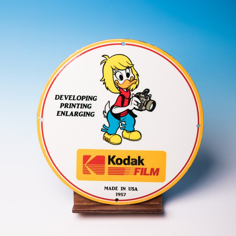 桑惠商號 KODAK柯達 X Disney 1957s 戴絲鴨古董塘瓷鐵牌 - 擺飾/家飾品 - 琺瑯 多色