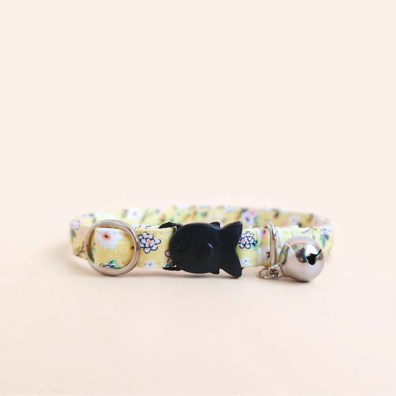 Florals printed collars, Yellow collar for cat, breakaway and safety collars - Collars & Leashes - Cotton & Hemp Yellow