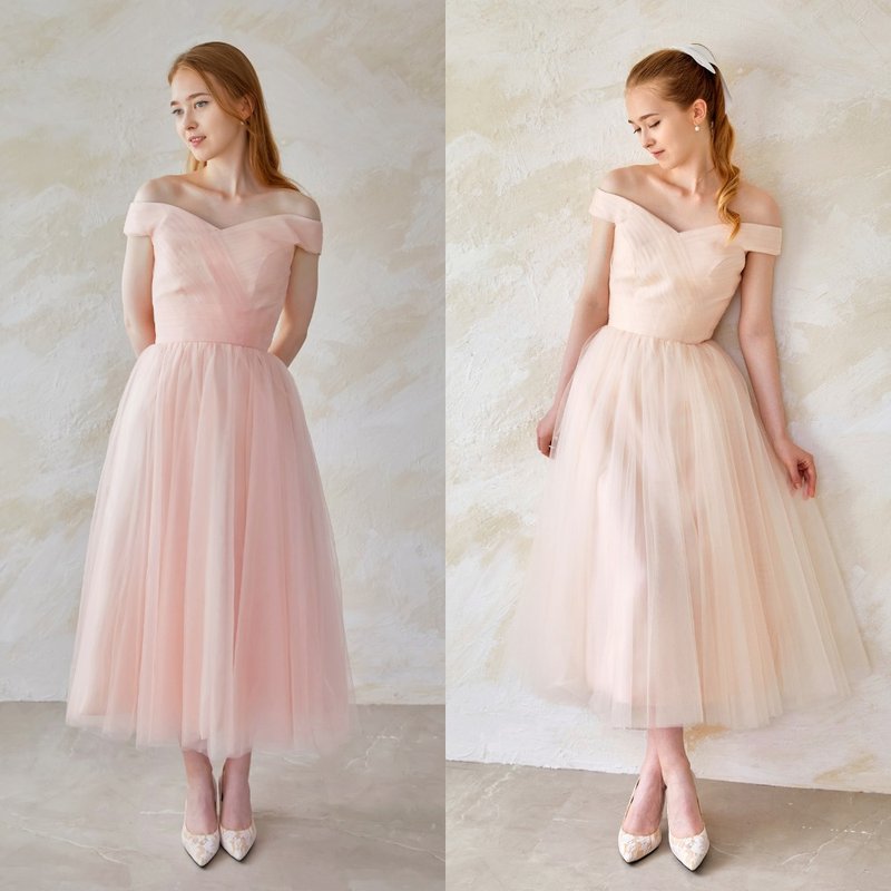 Charlotte Tulle Midi Dress - ชุดราตรี - วัสดุอื่นๆ สีม่วง