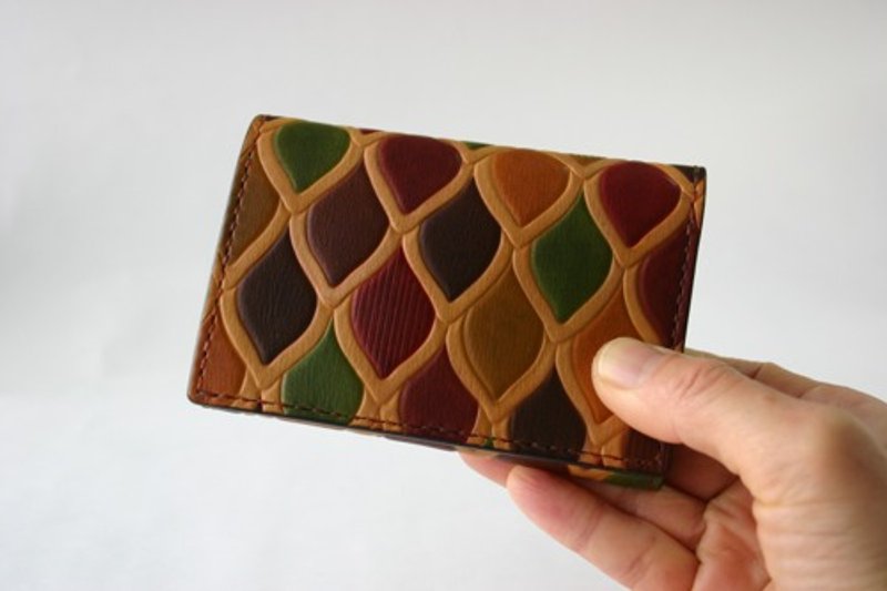 Left-handed hand-dyed and hand-stitched leather wallet Mini Coin Scale Retro - กระเป๋าสตางค์ - หนังแท้ สีนำ้ตาล