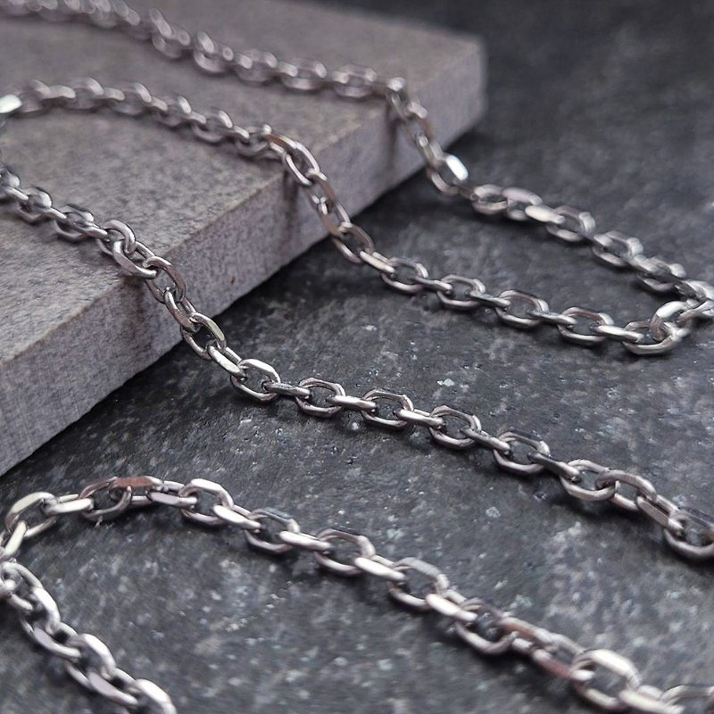 Stainless steel chain (W)3.0mm (L)50-75cm - สร้อยคอยาว - สแตนเลส สีเงิน