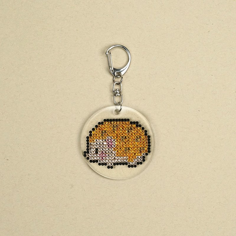 Rhinestone Craft Hedgehog Rhinestone Keychain - ที่ห้อยกุญแจ - วัสดุอื่นๆ สีส้ม