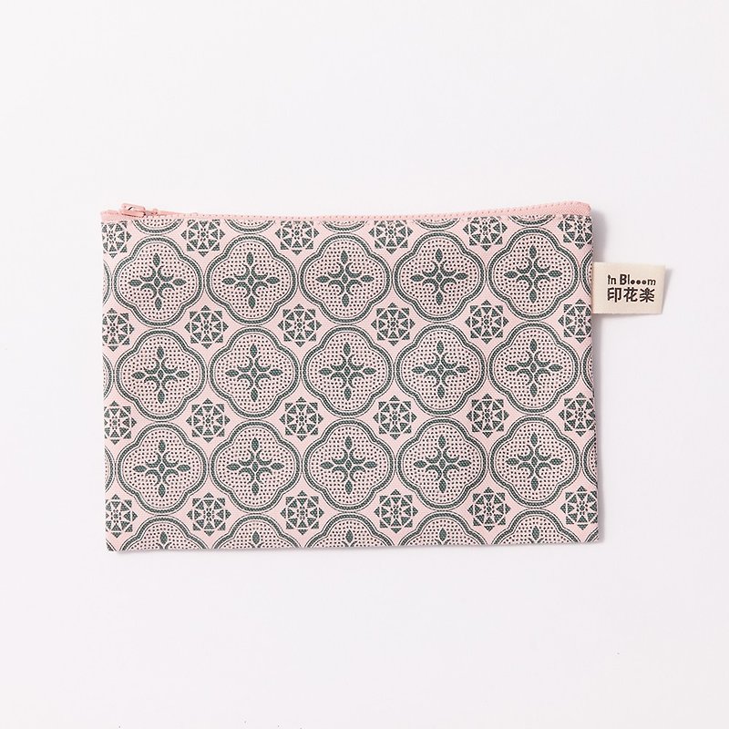 Zipper stationery bag / glass jellyfish / light pink gray green - Pencil Cases - Cotton & Hemp 